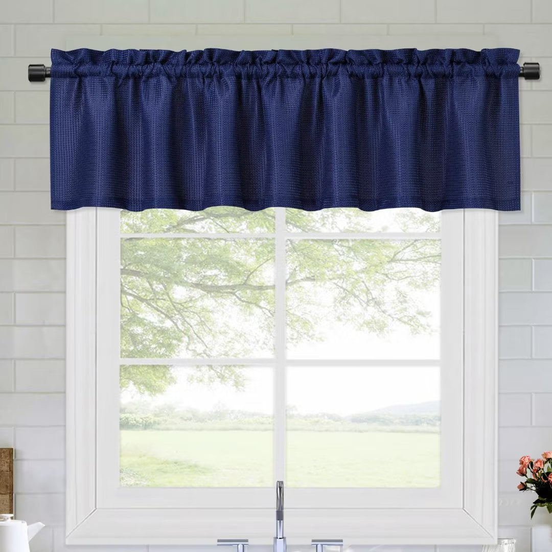 60 W x 15 L Taupe Haperlare Kitchen Curtain Valance Water Resistant Valance Curtain for Bathroom Rod Pocket Cafe Curtains One Panel Waffle Weave Textured Valance Curtains for Windows 