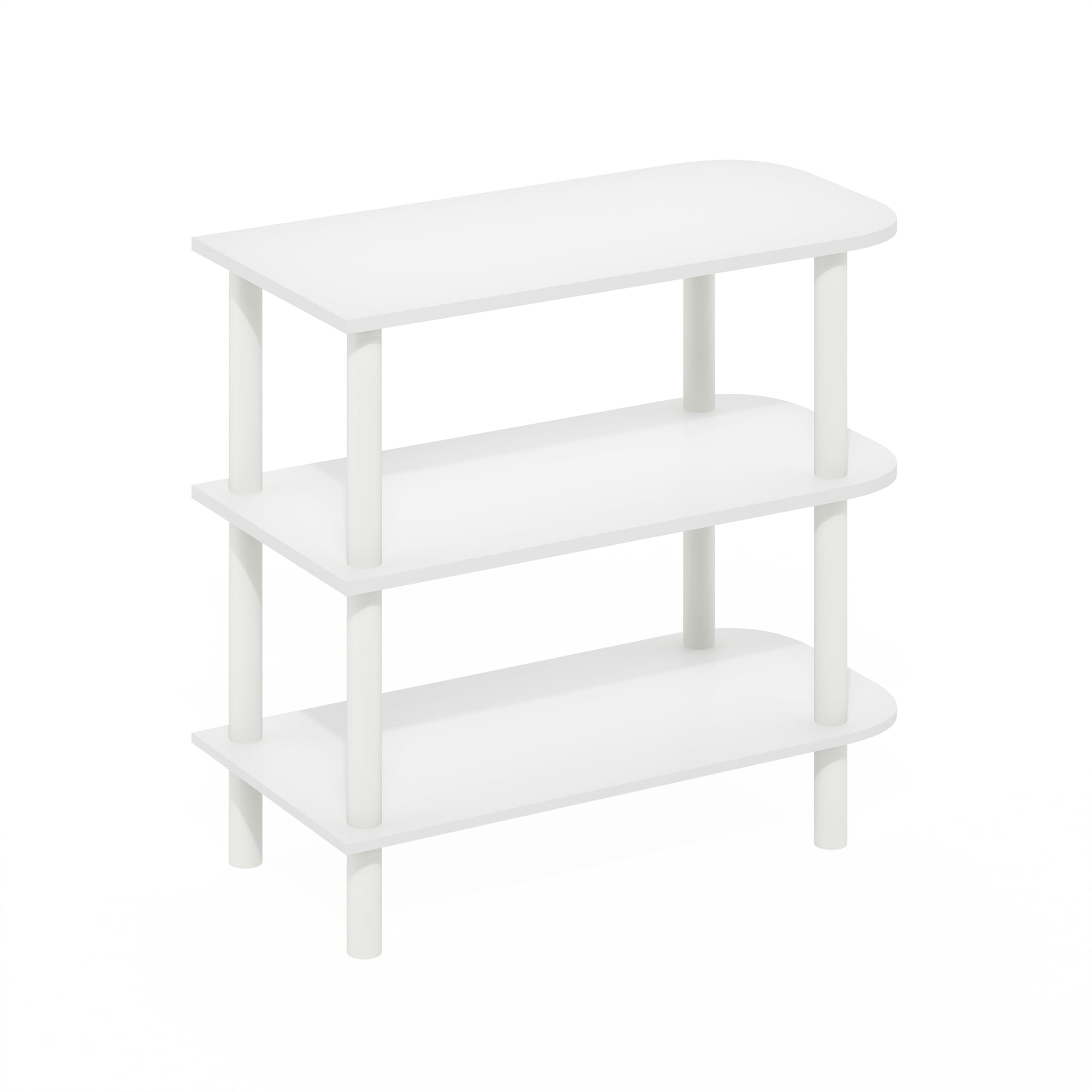 Furinno TURN-N-TUBE 26-Inch 3-Tier Curved Freestanding Shoe Rack White/White