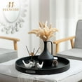 thumbnail image 6 of Round Ottoman Tray Serving Decor - Large Black Coffee Table with Handles for Living Room Home Decor, 6 of 8