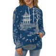 thumbnail image 4 of Chinoiserie Pagoda Dark Blue 3d Sweatshirts Hoodie Fashion Casual Personality Men's Women Street Hoodie Pullovers Long Sleeve Comfortable Top, 4 of 6