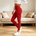 thumbnail image 4 of Mlzmgr Leggings for Women High Waisted Slim Fitting Stretchy Casual Comfy Solid Color Bottom Pants for Gym Yoga(Large,Red), 4 of 9