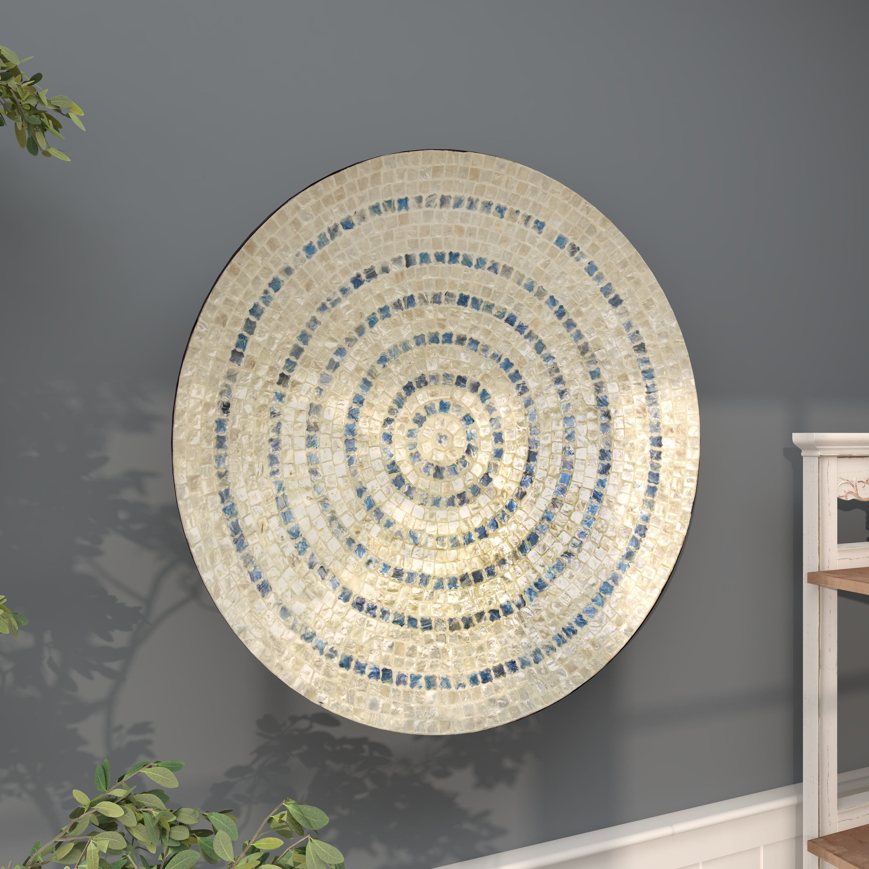 Dakota Fields Beige Mother of Pearl Handmade Mosaic Plate Wall