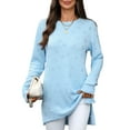 thumbnail image 3 of UVN Sweatshirts for Women Crewneck Long Sleeve Shirts Dressy Heart Patchwork Side Split Tops, 3 of 8