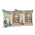 thumbnail image 3 of Ambesonne Kittens Throw Pillow Cover Pack of 2, Funny Cats Pizza Delivery, 2 Pcs-40"x40", Pale Green and Multicolor, 3 of 5