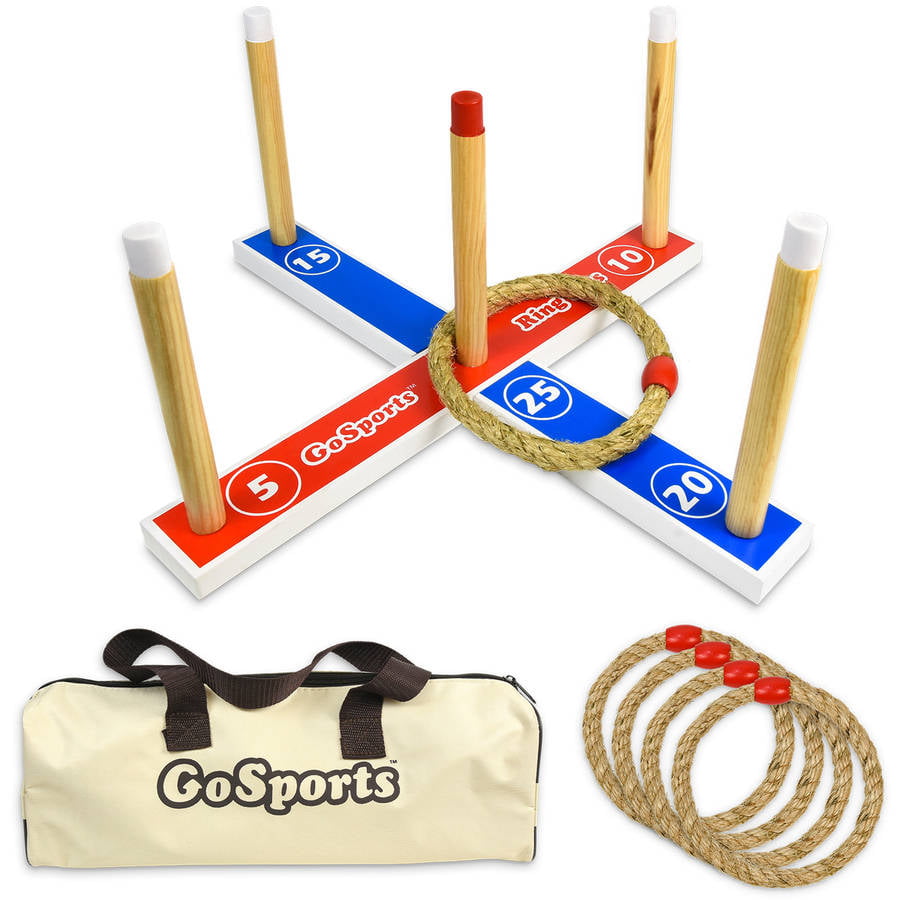 Ring Toss Set Wooden Lawn Game Outdoor Play Activity Backyard Tailgate 