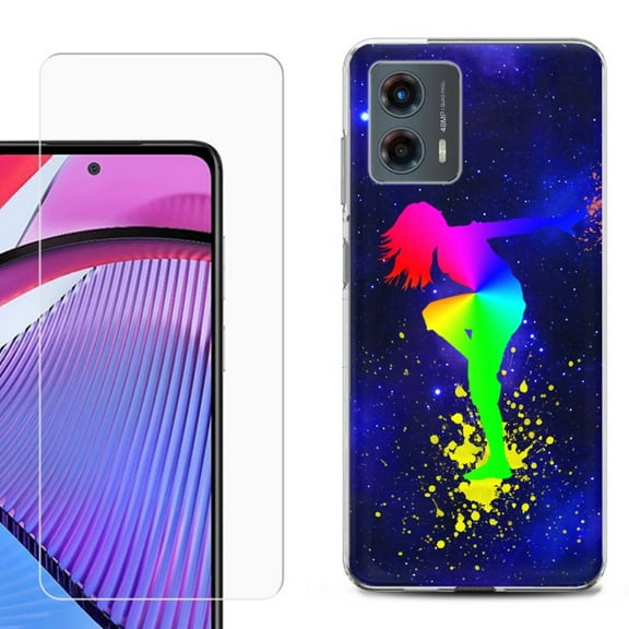 OneToughShield ® Compatible with Motorola Moto G 5G 2023, Shockproof Phone Case, with Tempered Glass Screen Protector - Cosmos Dance