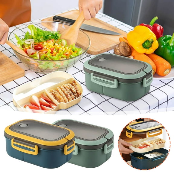 Microwave Heated Compartment Lunch Box, Office Workers Lunch Box, Food Grade Material, Partition Design, for Office Use, Reusable Fresh Keeping, Stainless Steel Lunch Containers,1X Lunch Box