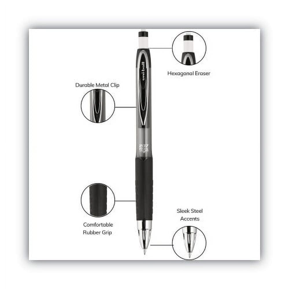 uni-ball 207 Mechanical Pencil, 0.7 mm, HB , Black Lead, Black Barrel, Dozen, Each
