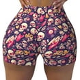 thumbnail image 2 of Balery music Skull record Guitar Pantalones cortos de entrenamiento estampados para mujer, sin costuras, ajustados, para gimnasio, yoga, correr, deportes, ejercicio activo, fitness.-Large, 2 of 8