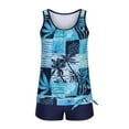 thumbnail image 6 of Tqyyweavej Tankini Swim Suits for Women Print Color Block Scoop Neck Bathing Suits Tops Tummy Control High Rise Summer Swimwear Shorts, 6 of 6
