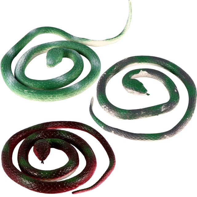 3 piezas de serpiente de goma de imitación, juguete de serpiente para fiesta de Halloween