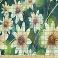 thumbnail image 2 of Ambesonne Floral Fabric by the Yard Upholstery, Waterlily Leaves Art Summer, 3 Yards, Fern Green Peach Teal, 2 of 5