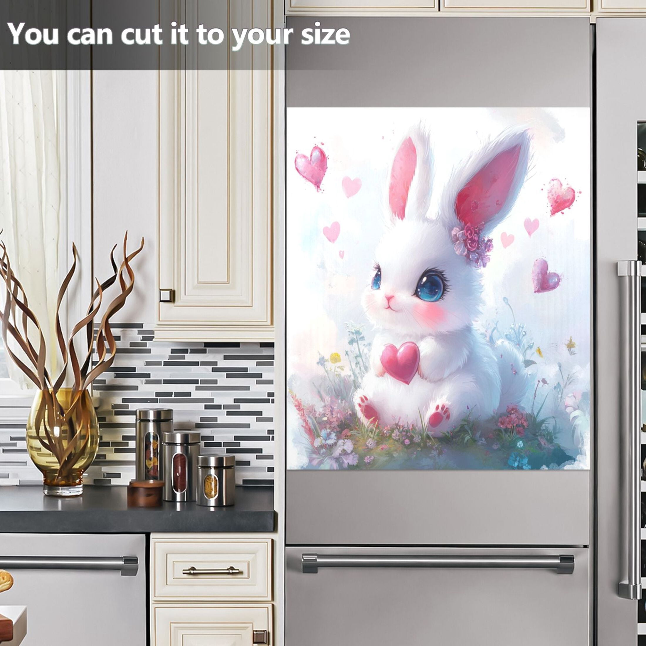 Dishwasher Magnetic Sticker 23x26 Inch Refrigerator Magnetic Sticker Washing Machine Magnetic Sticker Kitchen Panel Magnetic Sticker Home Decor Cartoon Care Rabbit
