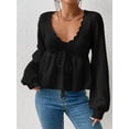 thumbnail image 3 of Womens Long Sleeve Slimming Sweater Casual V Neck Collared Knit Jumper Tops, 3 of 8