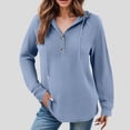 thumbnail image 2 of Towmus Women's Hoodie Oversized Waffle Knit Tops Henley Casual Shirts Long Sleeve Button V Neck Solid Color Casual Tunic Sweatshirt S-5XL, 2 of 7