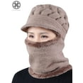 thumbnail image 2 of Luxtrada Womens Bib Beanie Hat Pom Bobble Scarf Mask Set Knitted Winter Warm Snow Ski Cap Knit Skull Cap with Fleece Lined, 2 of 6