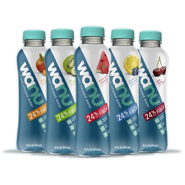 Wanu Water, Vitamin Infused w/ Fiber, Variety Pack, Flavors May Vary