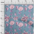 thumbnail image 1 of oneOone Cotton Flex Grayish Blue Fabric Flower Watercolor Quilting Supplies Print Sewing Fabric By The Yard 40 Inch Wide, 1 of 4