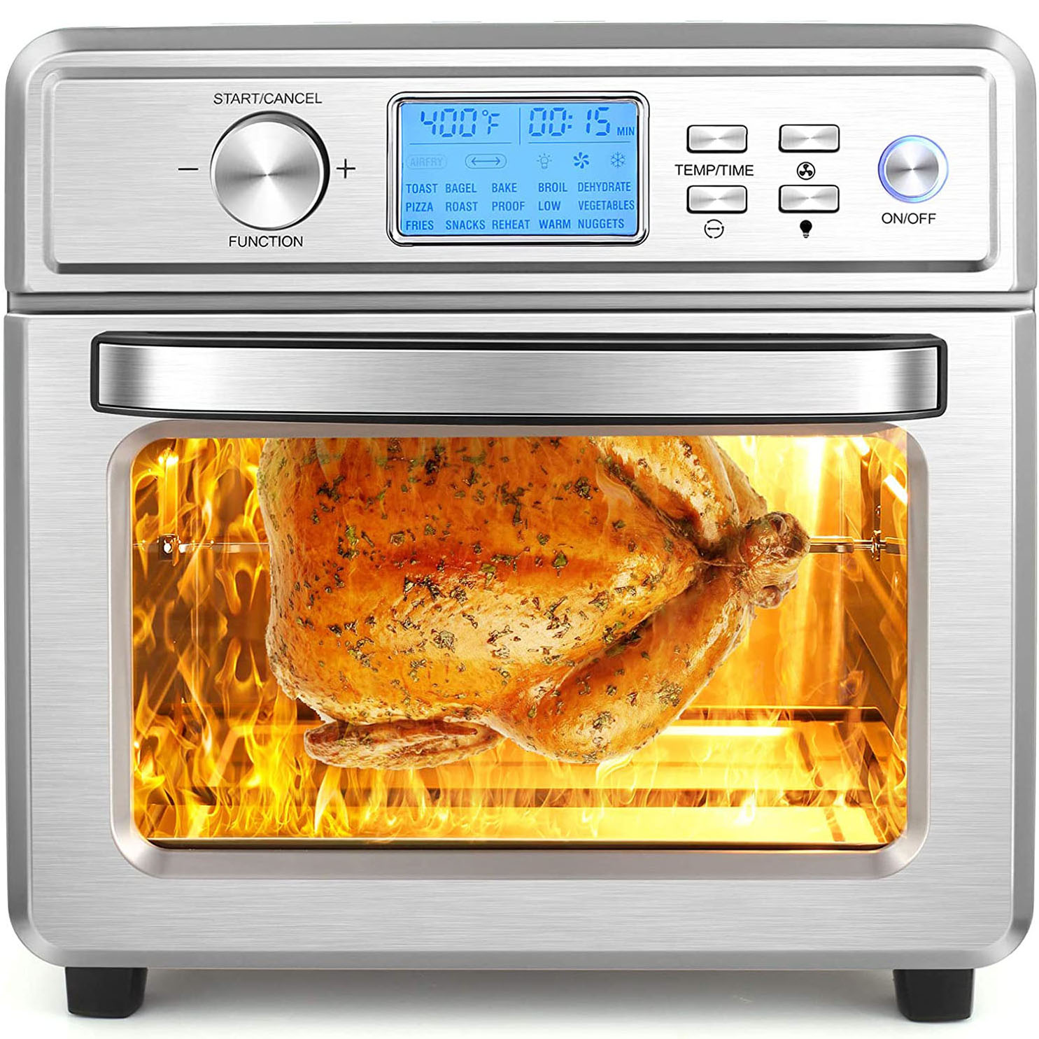 Nictemaw 24.5QT Air Fryer, 16-in-1 Air Fryer Oven, 1700W Electric Air Fryer Toaster Oven, Presets for Baking, with LED Display & Temperature/Time Dial, Roaster, Broiler, Rotisserie - image 1 of 11