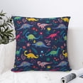 thumbnail image 4 of Pofeuu Dinosaur Flowers Print Double-sided plush pillowcase Square Throw Pillow Covers Pillows Cover for Living Room Bedroom Sofa Couch Cushion Cover（No pillow core）-12"x12", 4 of 7