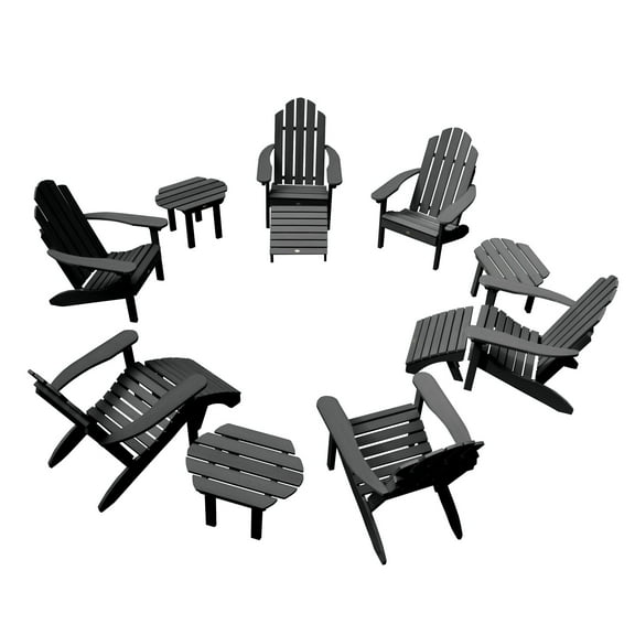 Highwood 12-pc Classic Westport Adirondack Set with 6 Classic Westport Adirondack Chairs, 3 Classic Westport Side Tables, and 3 Adirondack Ottomans - Outdoor, Eco-friendly, Synthetic Wood