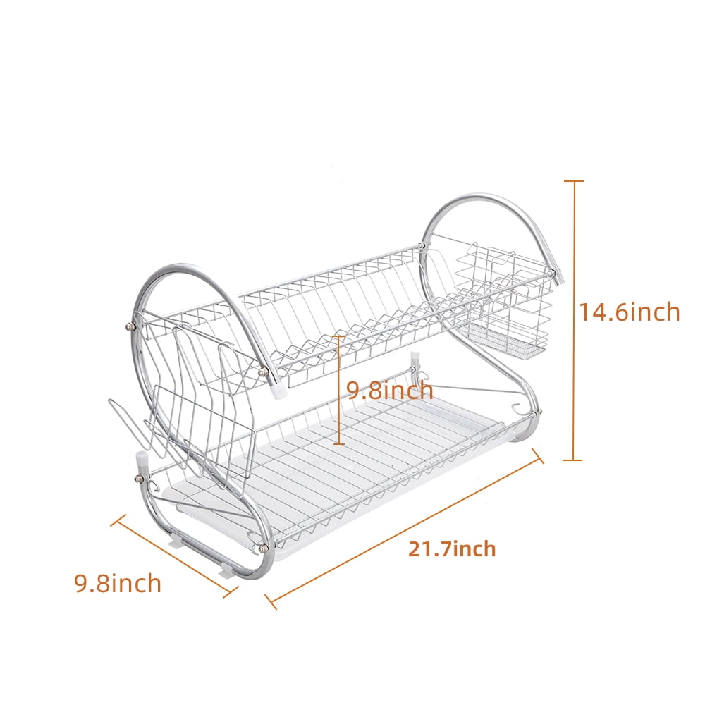 Lowestbest Dish Racks for Kitchen, Dish Drying Rack, Dish Drainer, Multifunctional Dual Layers Bowls & Dishes & Chopsticks & Spoons Collection Shelf, Silver Lowestbest Dish Racks for Kitchen, Dish Drying Rack, Dish Drainer, Multifunctional Dual Layers Bowls & Dishes & Chopsticks & Spoons Collection Shelf, Silver