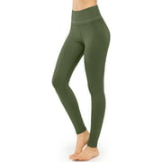 Persit Fleece Lined Yoga Pants with Pockets, Winter Thermal Warm Tummy Control Workout Leggings with Embellish Waistline