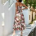 thumbnail image 4 of Wycnly Summer Dresses for Women Beach Boho Vintage Floral Elastic Waist Spaghetti Strap Long Dresses 2025 Sleeveless V-Neck Ethnic Style Print Maxi Formal Dress White l, 4 of 4