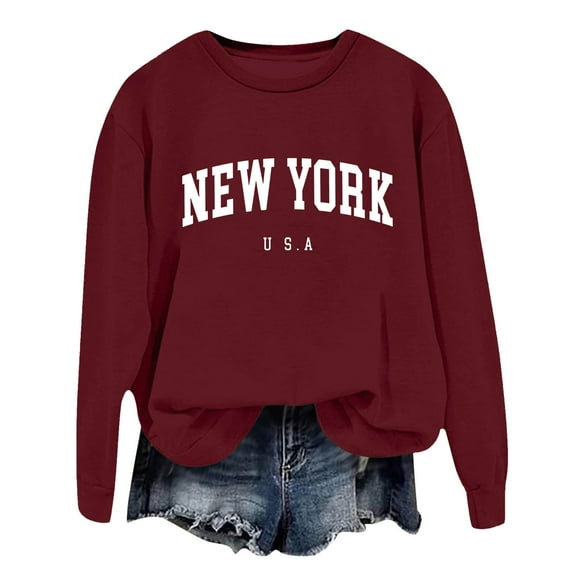 Arlun Oversized Los Angeles Sweatshirts for Women Trendy Plus Size Crewneck Letter Print Pullovers Loose Fit Comfortable Soft Basic Trendy Hoodless Tops XL