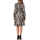thumbnail image 3 of Vestido Floral de Mujer Inspire Chic con Cuello Mock, Manga Larga, Cintura Ajustable, Largo a la Rodilla, Estilo Boho, Negro y Amarillo, 3 of 5