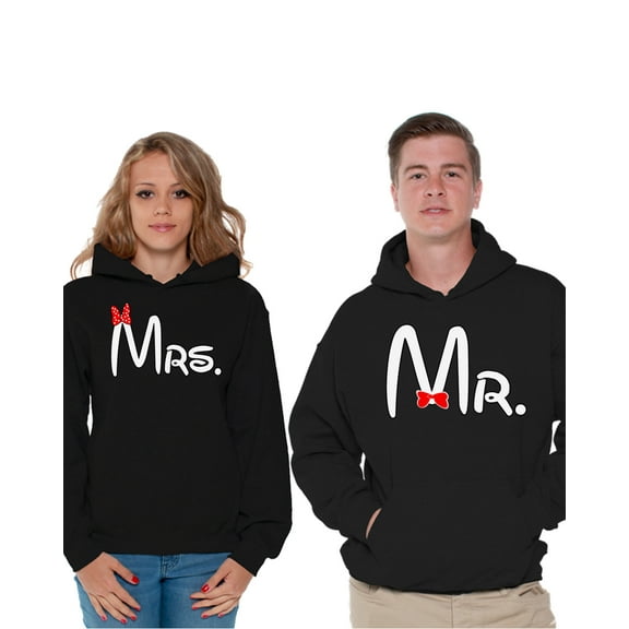 Awkward Styles Mrs and Mr Matching Couple Hoodies Husband Sweater Wife Sweatshirt Mr & Mrs Sweatshirts for Couples Wedding Party Couple Sweater Anniversary Couples Sweaters Happy Valentines Day Gifts