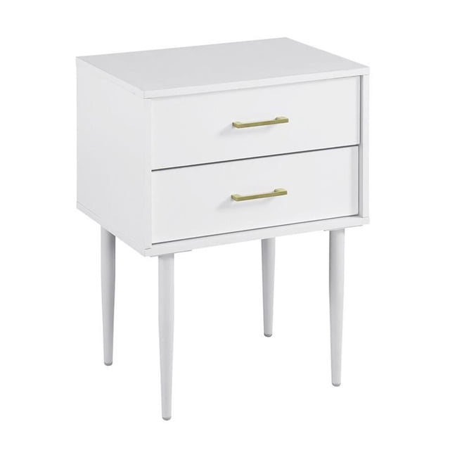 Pemberly Row Table d'Appoint à Deux Tiroirs de 20 Pouces en Blanc