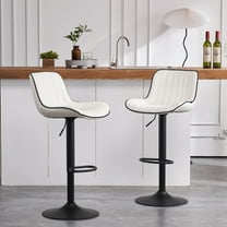 Kidol & Shellder Soft Bar Stools Set of 2 White Adjustable Swivel Barstools with High Back