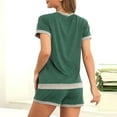 thumbnail image 5 of adviicd Women Short Sets Women's 2 Piece Outfits Ribbed Short Sleeve Drop Shoulder Tee And Shorts Set Green,L, 5 of 5