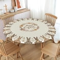 thumbnail image 2 of Easter Round Fitted Tablecloth with Elastic Edge Spring Easter Bunny Carrots Brown Table Cover for 48"-52" Rustic Stretch Table Cloth for Dining Room Party Picnic, 2 of 4