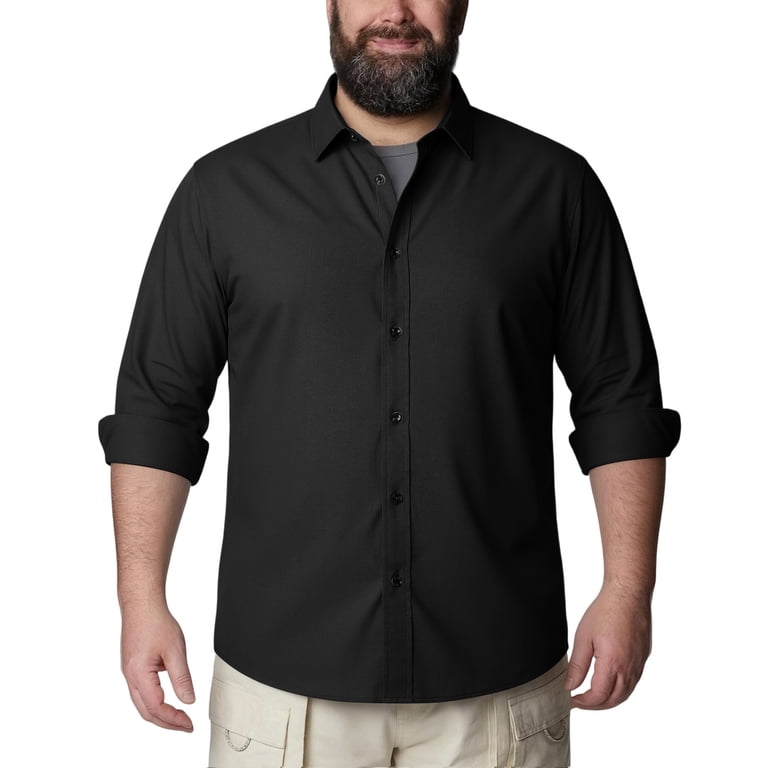 big and tall black dress shirt Men's & 1905 Collection Traditional Fit Solid at Jos. A. Bank, Black, Size 17 X 36/37 you can wear it tucked in with dress pants or chinos with loafers or dress shoes for a special event Traveler Stretch Dress Shirt in