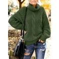 thumbnail image 2 of HOTAPEI Turtleneck Sweaters for Women Green Oversized Cable Knit Sweater Soft Comfy Pullover Sweaters Pullover Knit Winter Tops, 2 of 5