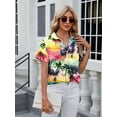 thumbnail image 5 of MOUSYA Women Hawaiian Shirt Soft Cool Summer Hawaii Tshirts Beach Tropic Print V Neck Button up Tops Floral Short Sleeve Tops, 5 of 8