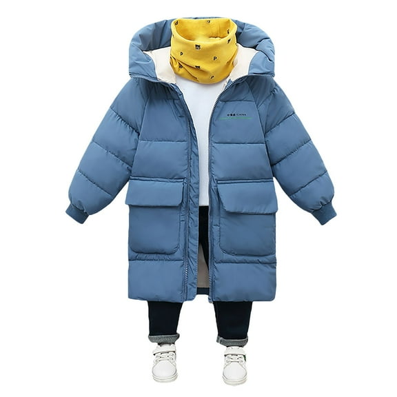 LIJCC Toddler Girls Long Puffer Jacket Outwear with Hood Kids Thicken Padded Down Coat Water-Resistant Quilted Insulated Winter Coat Winter Puffer Coat