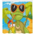 thumbnail image 3 of Ambesonne Cool Shower Curtain, Turtle Drinking Cocktail, 69"Wx70"L, Green Orange Pale Blue, 3 of 3