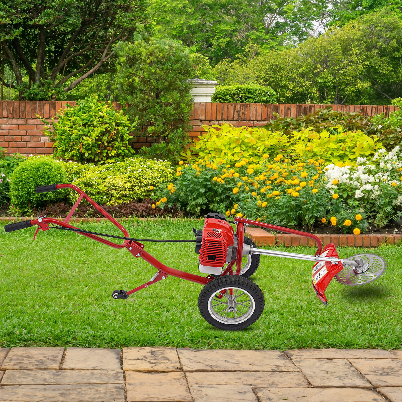 Red Iron 145x70x44cm Two-Stroke Lawn Mower Hand-Push Lawn Mower