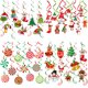 thumbnail image 2 of Adornos colgantes con espirales de papel de aluminio para Navidad, árbol de Navidad, muñeco de nieve, alce, campana, juego para fiestas navideñas en interiores y exteriores, 2 of 5