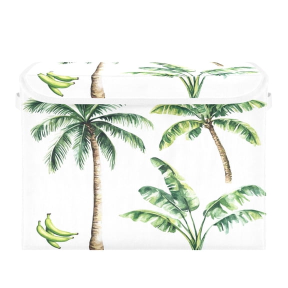 Storage Box With Lid 16.5x12.6x11.8In Foldable Stacked Household Storage Box Beautiful Palm Trees