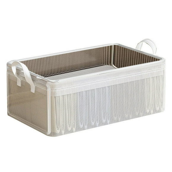 Dienrx Clear Foldable Storage Baskets, Fabric Drawer Organizer with Steel Frame, Transparent Closet Box for Underwear, Sock, Wardrobe & Home Organization - Extra Large Size, 1*Transparent Storage Box
