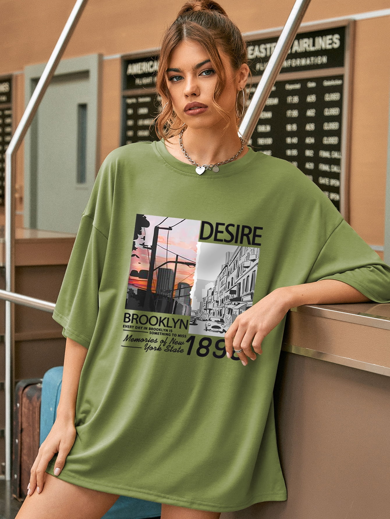 Letter Graphic Print Oversized Tee 2022 