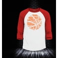 thumbnail image 2 of Shop4Ever Men's Basketball Word Cloud Orange Ball Silhouette Raglan Baseball Shirt Large White/Navy, 2 of 4