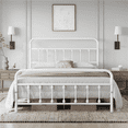 thumbnail image 1 of Fullfurnique Classic Iron Platform Bed with High Headboard and Footboard, Full, White, 1 of 10