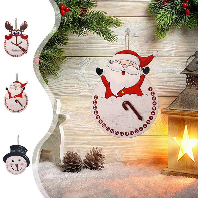 Adornos Navideños de Madera para La Cuenta Atrás | Decoración Blanca para Colgar En El Árbol de Navidad | Tamaño: 32 X 27 X 1 Cm | Ideal para Regalar En Navidad | Peso Neto: 150 G | Referencia: Dcc25