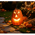thumbnail image 6 of Pumpkin Decorations,Carved Jack‑O‑Lantern Pumpkin Decor, Hollow Out Artificial Pumpkin with Classic Face Cutouts, Halloween Decorations for Home,B, 6 of 6