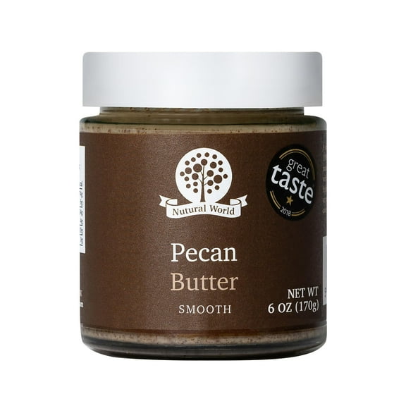Nutural World - Smooth Pecan Nut Butter 6 oz (170g) - Great Taste Award Winner - Pure 100% Single Ingredient - Vegan, Kosher, Paleo Friendly